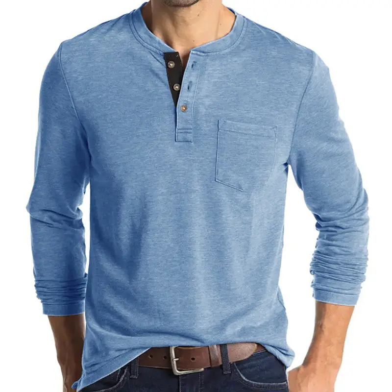 Men's Long Sleeve Round Neck T-Shirt Olive Green — feature 17