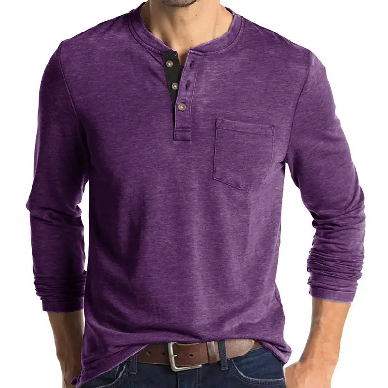 Men's Long Sleeve Round Neck T-Shirt Olive Green — feature 23