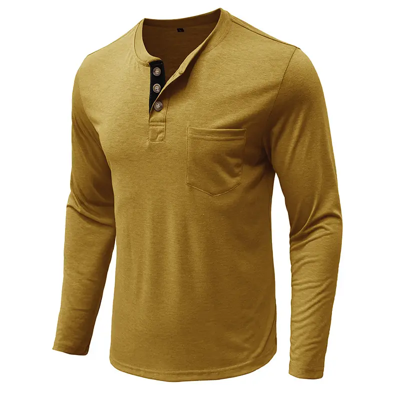 Men's Long Sleeve Round Neck T-Shirt Olive Green — feature 28