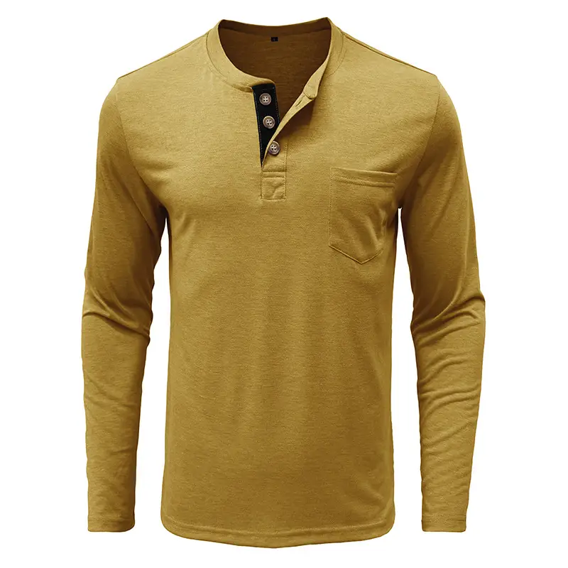 Men's Long Sleeve Round Neck T-Shirt Olive Green — feature 29