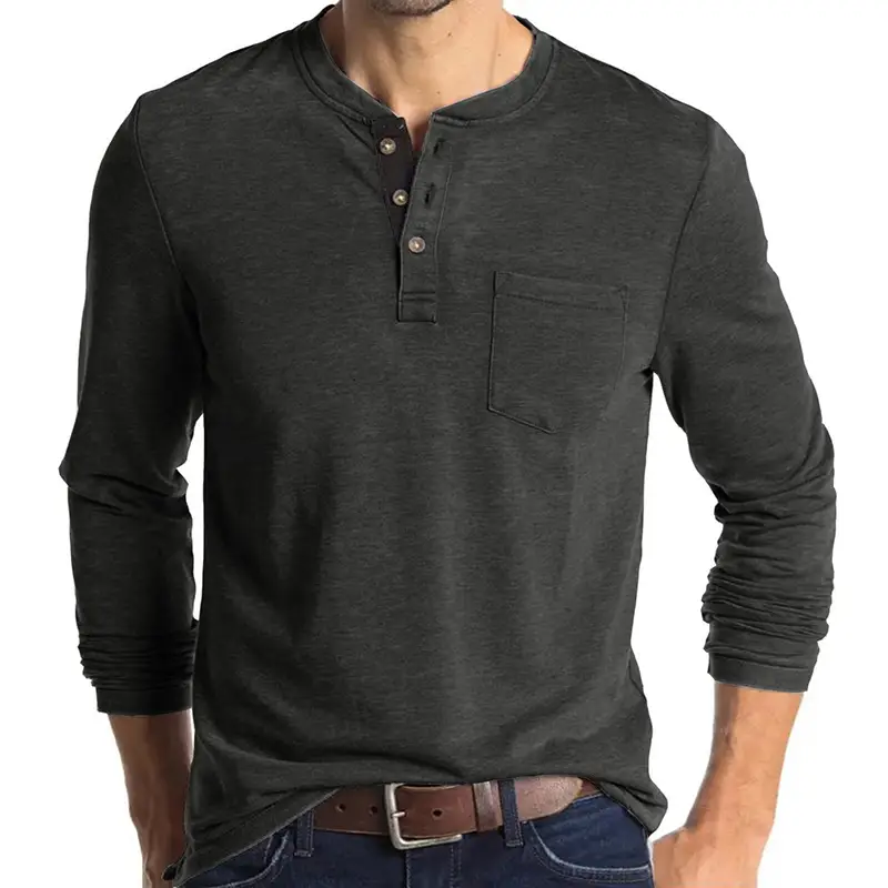 Men's Long Sleeve Round Neck T-Shirt Olive Green — feature 31