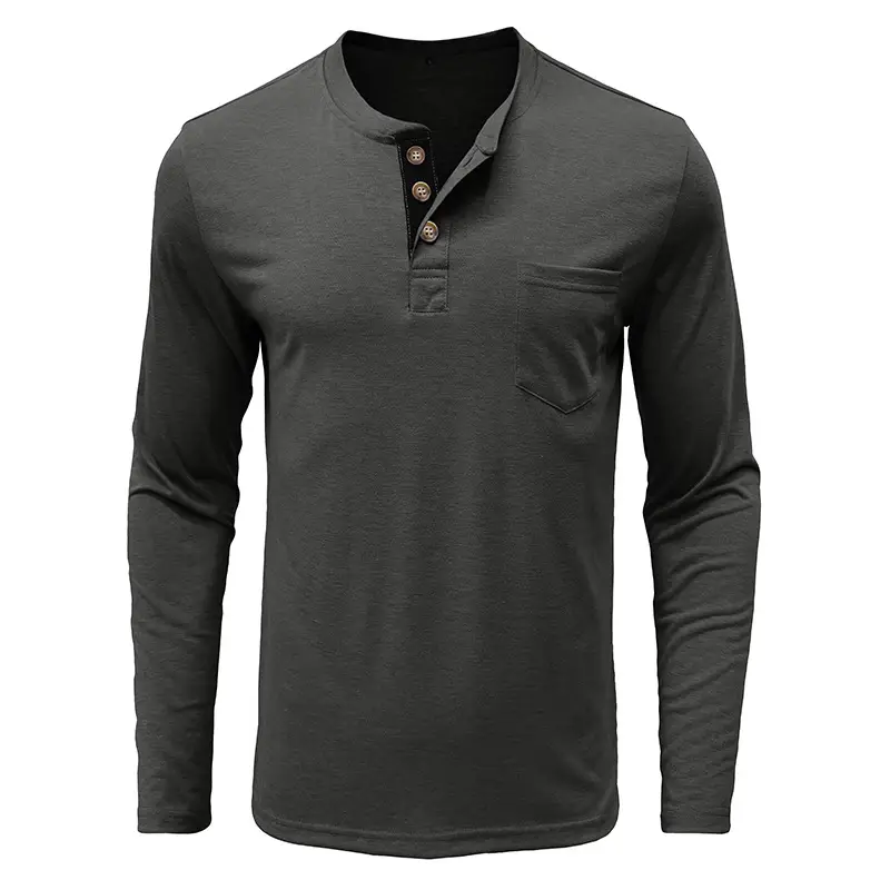 Men's Long Sleeve Round Neck T-Shirt Olive Green — feature 32