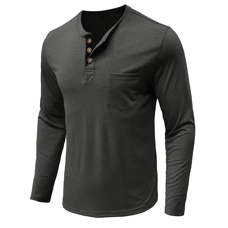 Men's Long Sleeve Round Neck T-Shirt Olive Green — feature 33