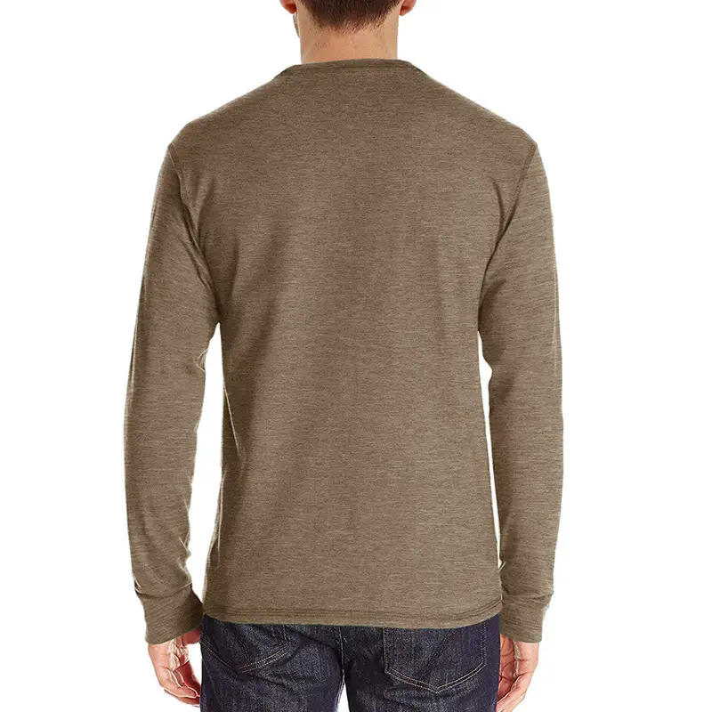 Men's Long Sleeve Round Neck T-Shirt Olive Green — feature 6