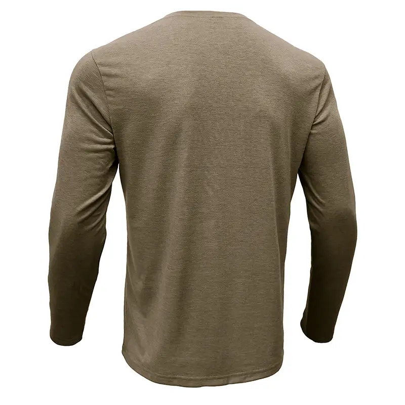 Men's Long Sleeve Round Neck T-Shirt Olive Green — feature 7