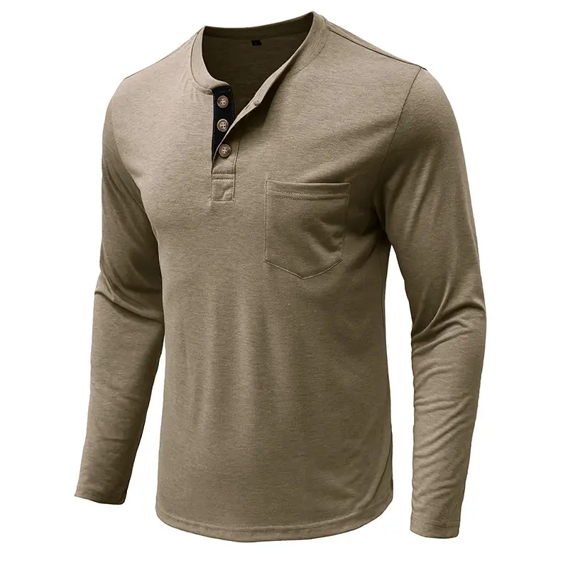 Men's Long Sleeve Round Neck T-Shirt Olive Green — feature 8