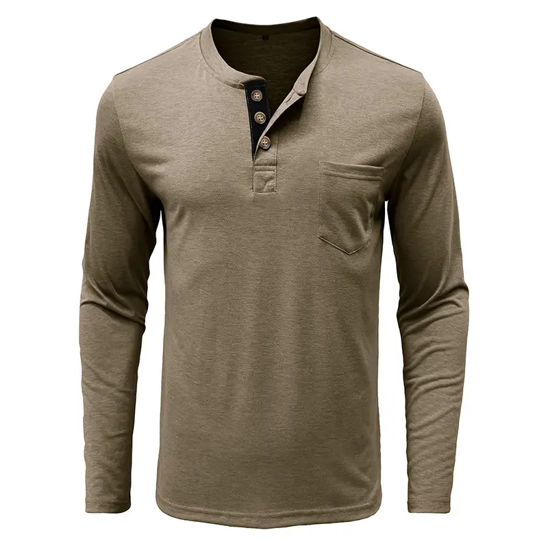 Men's Long Sleeve Round Neck T-Shirt Olive Green - Image 2
