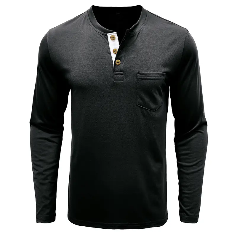 Men's Long Sleeve Round Neck T-Shirt Olive Green - Image 4
