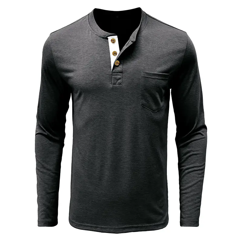 Men's Long Sleeve Round Neck T-Shirt Olive Green - Image 5