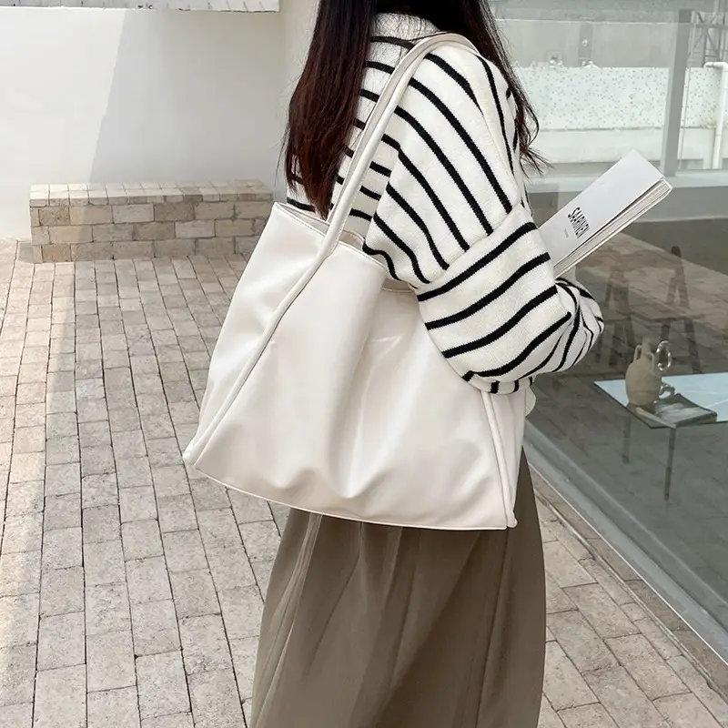 Women's Large White Tote Bag Casual Shoulder Carry - Image 8