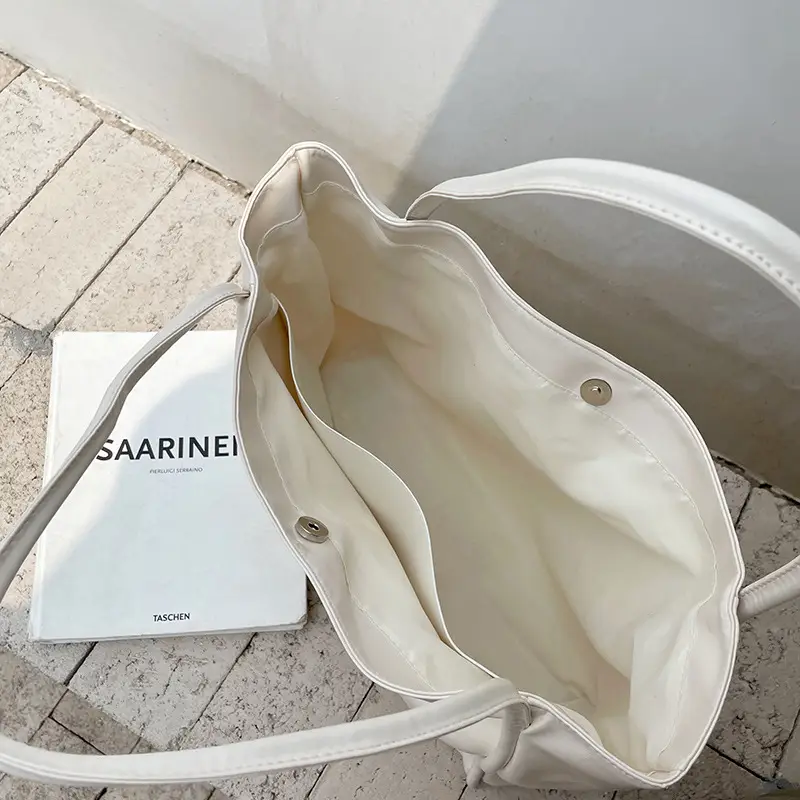Women's Large White Tote Bag Casual Shoulder Carry - Image 9