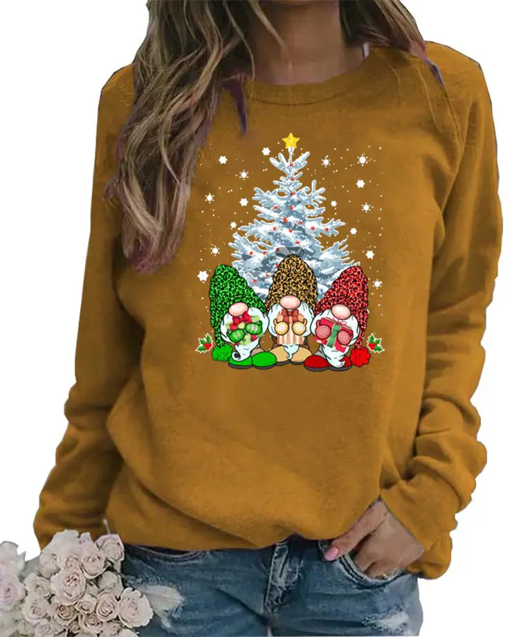 Women's Red Christmas Printed Long Sleeve Sweater - Image 16