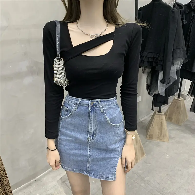 2023 New Cut Out T-Shirt Women Long Sleeve Slimming - Image 4