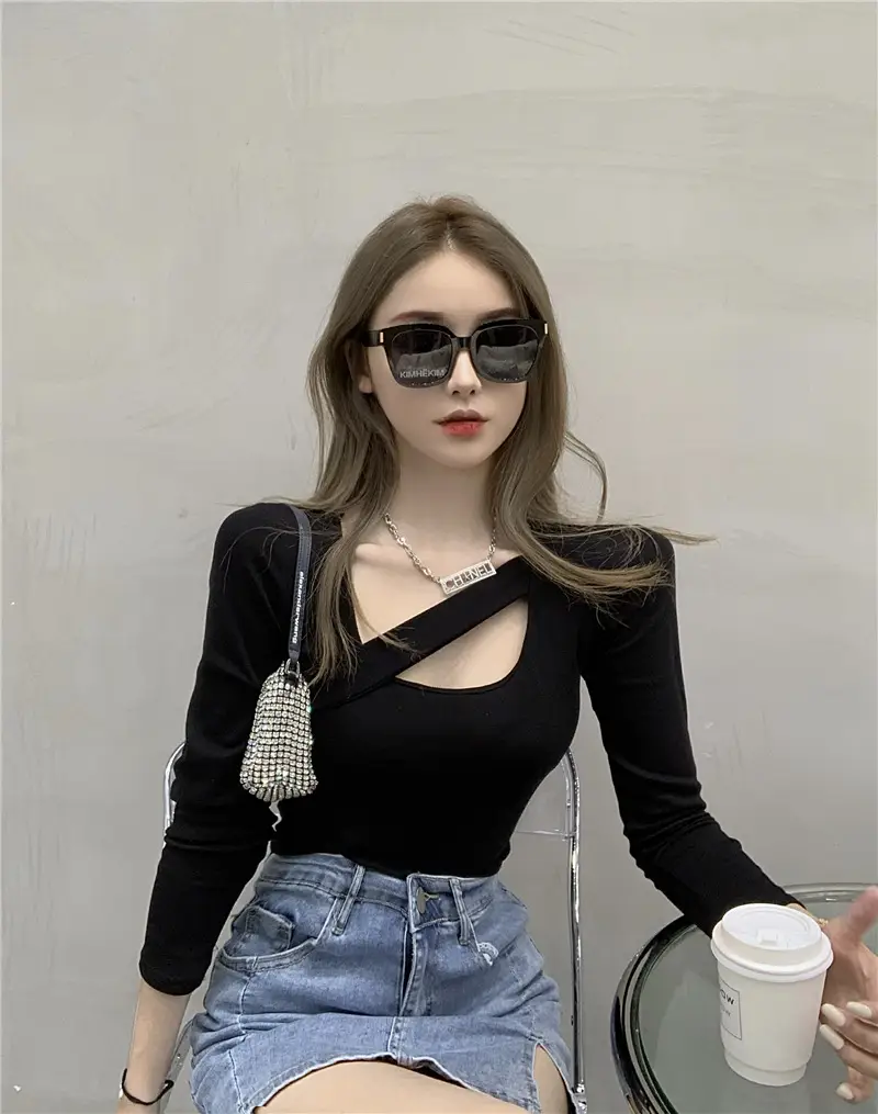 2023 New Cut Out T-Shirt Women Long Sleeve Slimming — feature 10