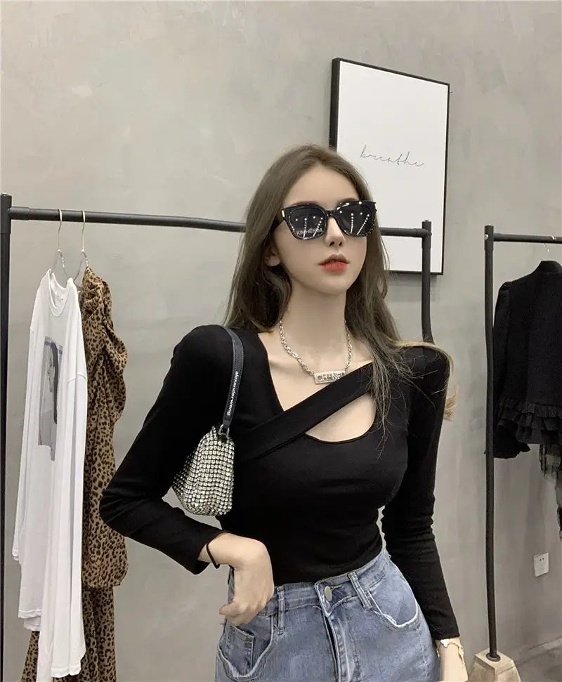 2023 New Cut Out T-Shirt Women Long Sleeve Slimming — feature 12