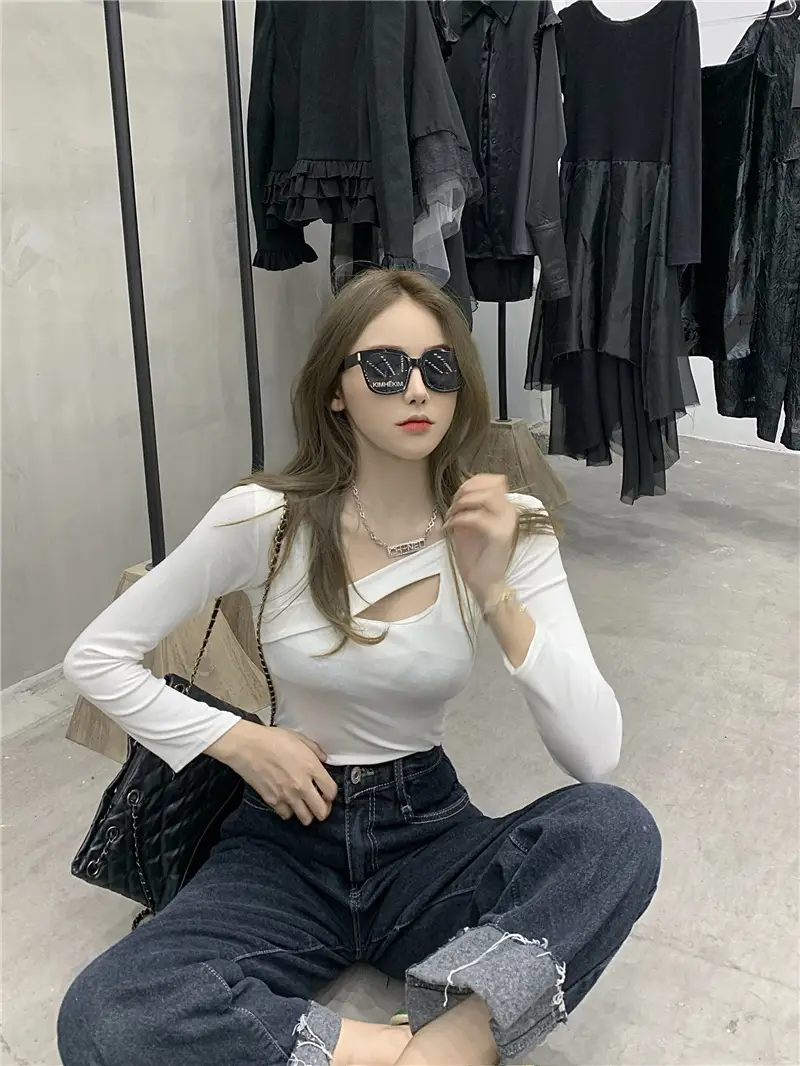 2023 New Cut Out T-Shirt Women Long Sleeve Slimming — feature 18