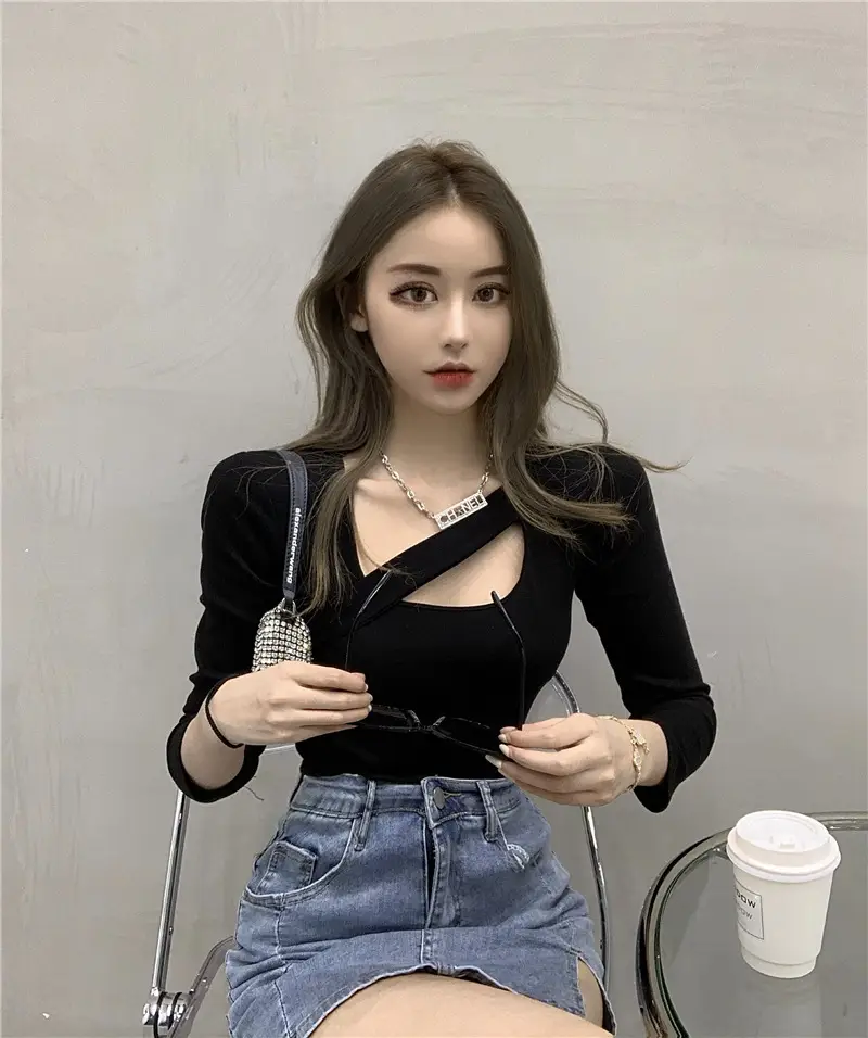 2023 New Cut Out T-Shirt Women Long Sleeve Slimming — feature 4
