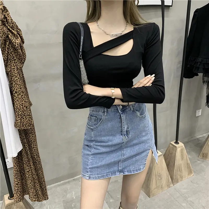 2023 New Cut Out T-Shirt Women Long Sleeve Slimming — feature 5