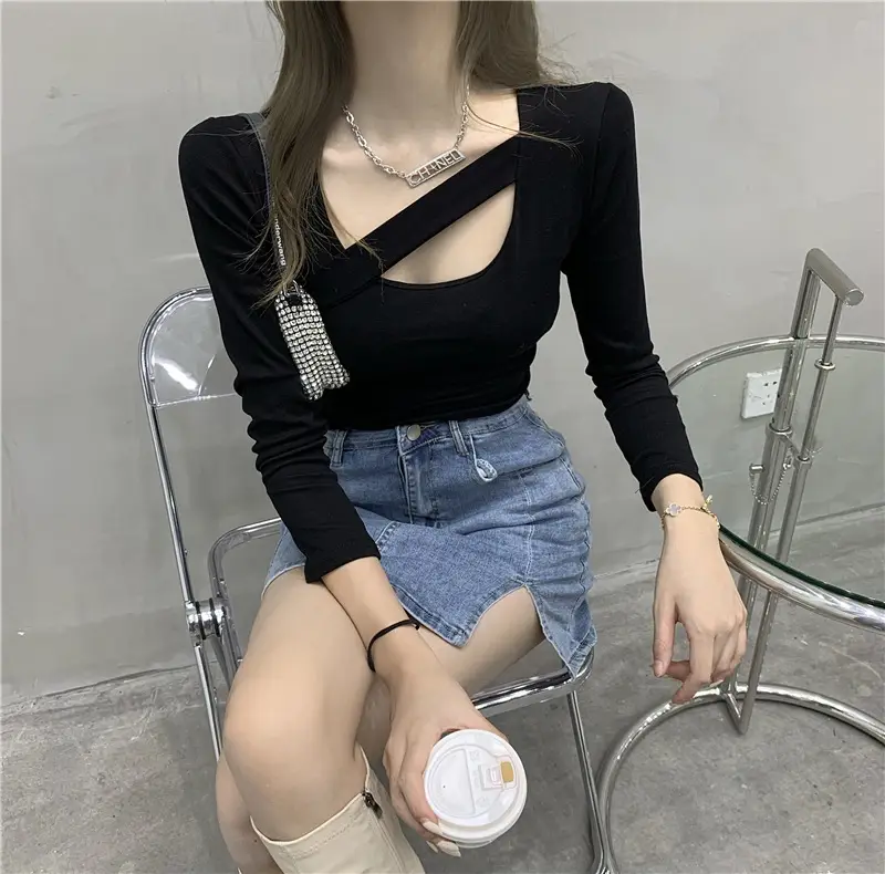 2023 New Cut Out T-Shirt Women Long Sleeve Slimming — feature 7