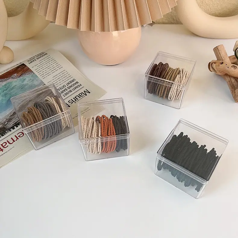 Canned Hair Ring Storage Box 50 Pcs Rubber Accessory Holder