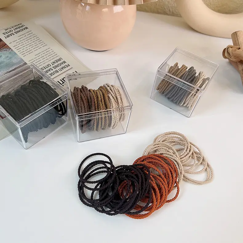 Canned Hair Ring Storage Box 50 Pcs Rubber Accessory Holder