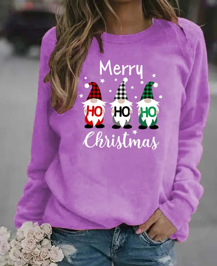 Women's Christmas Printed Long Sleeve Sweater Black - Image 13