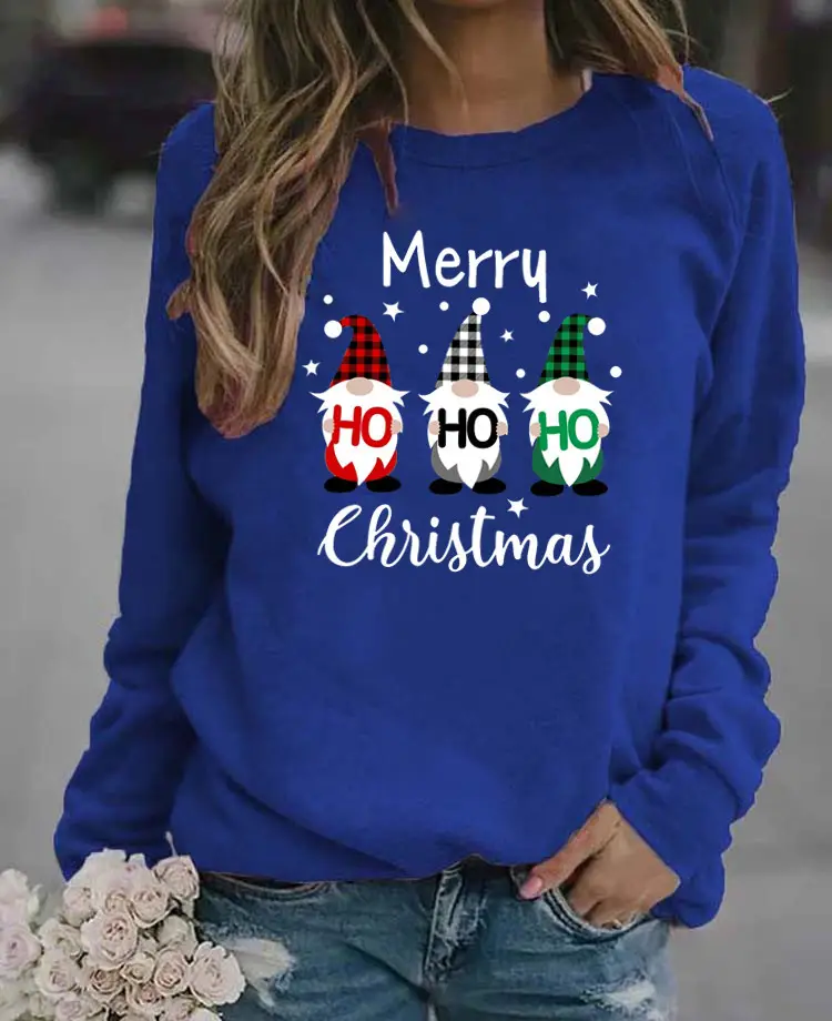 Women's Christmas Printed Long Sleeve Sweater Black - Image 11