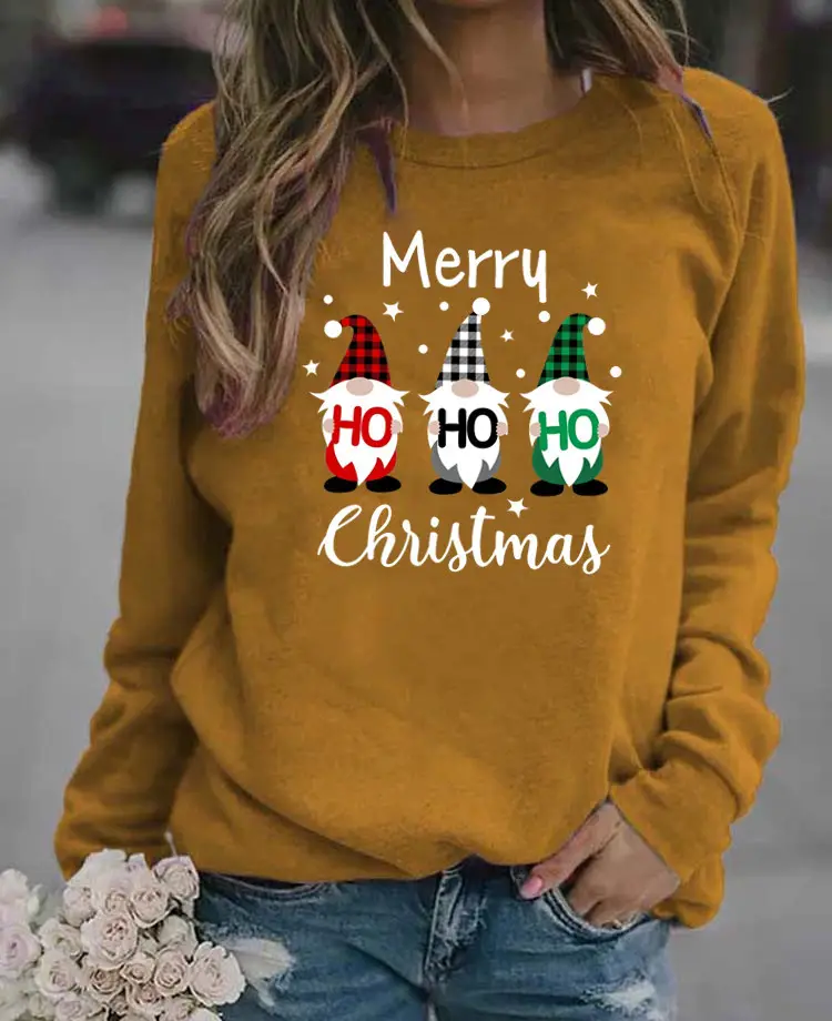 Women's Christmas Printed Long Sleeve Sweater Black - Image 10
