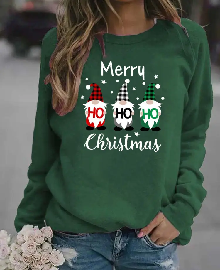 Women's Christmas Printed Long Sleeve Sweater Black - Image 12