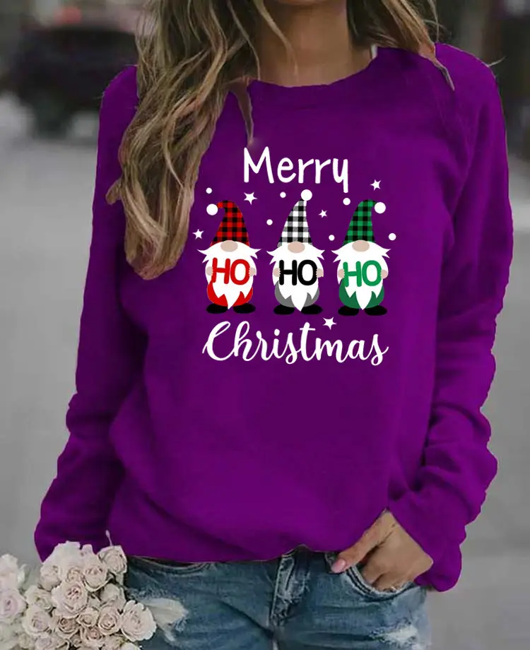 Women's Christmas Printed Long Sleeve Sweater Black - Image 14