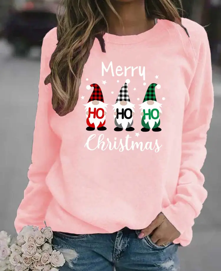 Women's Christmas Printed Long Sleeve Sweater Black - Image 3