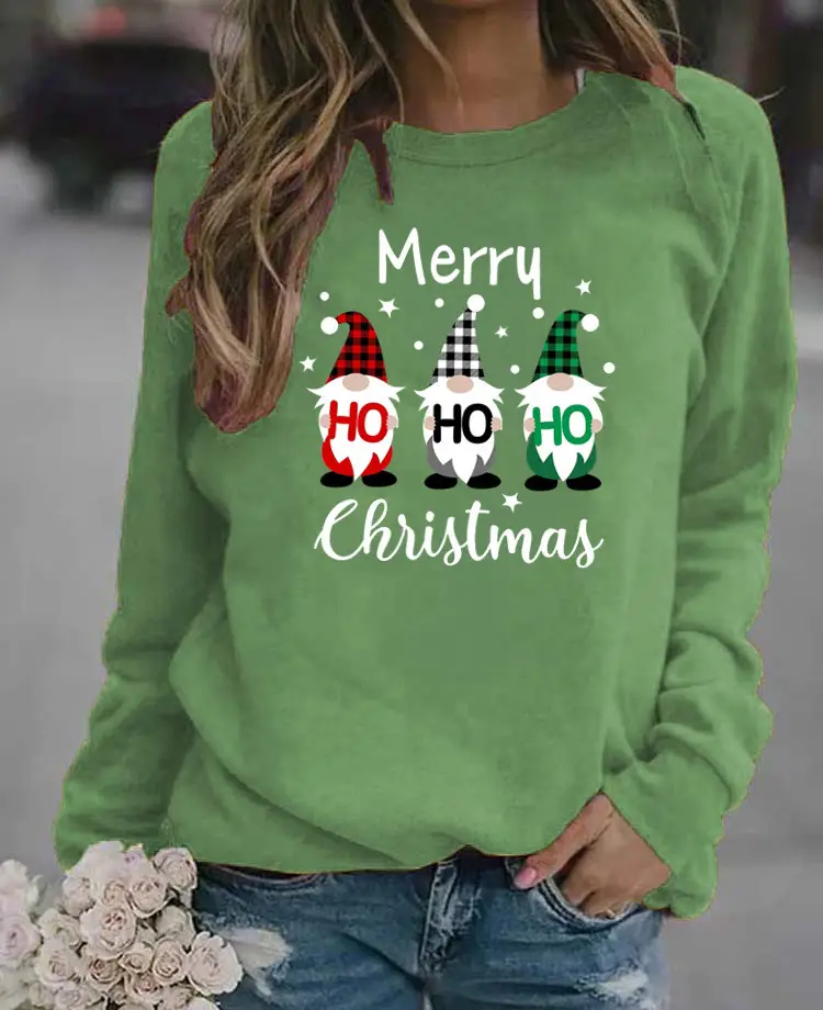 Women's Christmas Printed Long Sleeve Sweater Black - Image 4