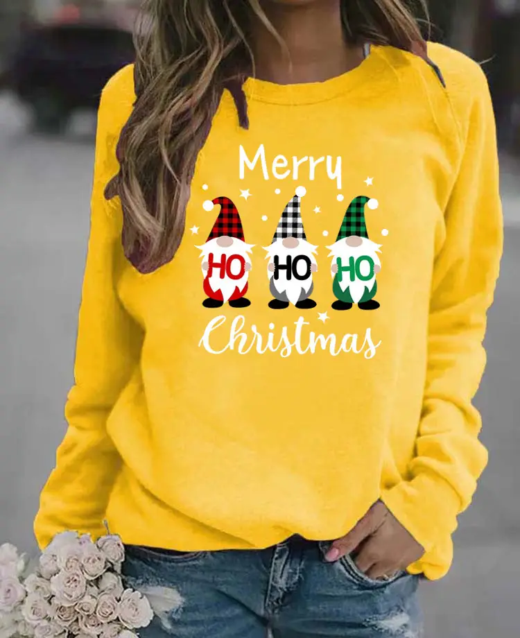 Women's Christmas Printed Long Sleeve Sweater Black - Image 7