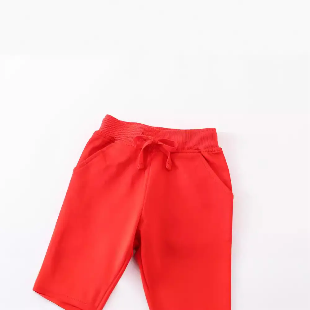 Red Cotton Drawstring Shorts for Boys Girls