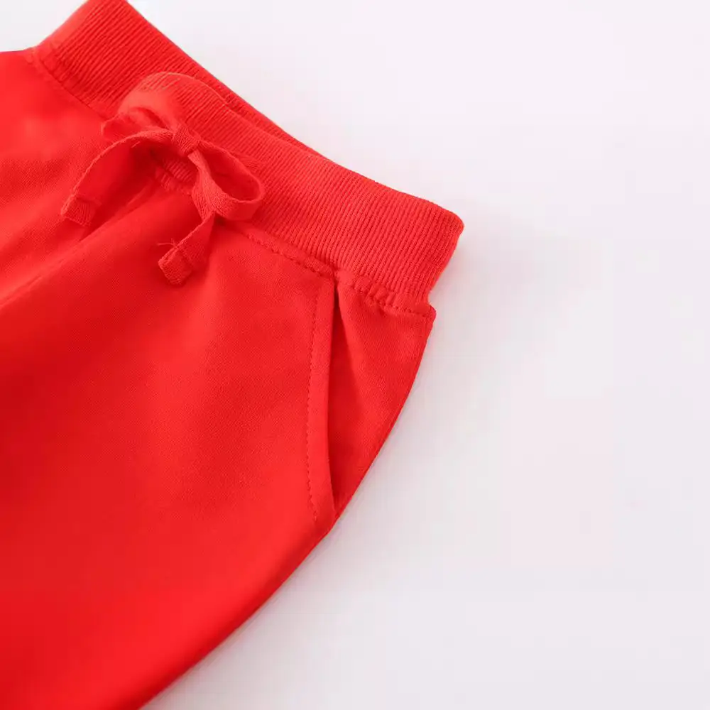 Red Cotton Drawstring Shorts for Boys Girls
