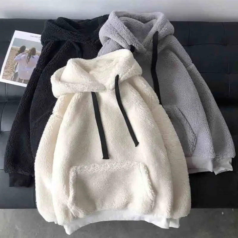 Women's Black Fleece Lined Hooded Sweatshirt Winter Warm - Image 10