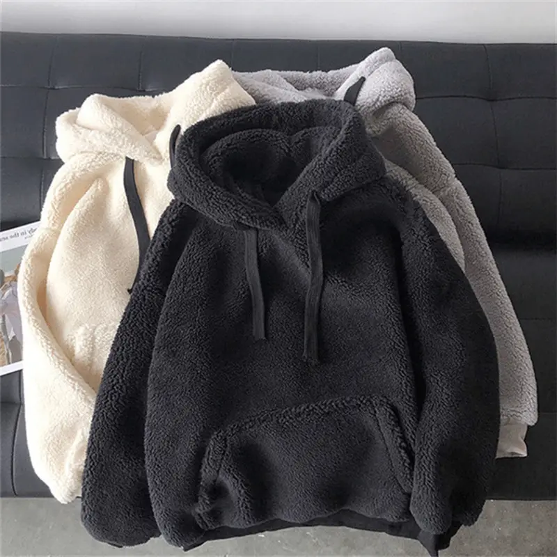 Women's Black Fleece Lined Hooded Sweatshirt Winter Warm - Image 12
