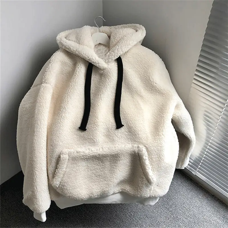 Women's Black Fleece Lined Hooded Sweatshirt Winter Warm — feature 5