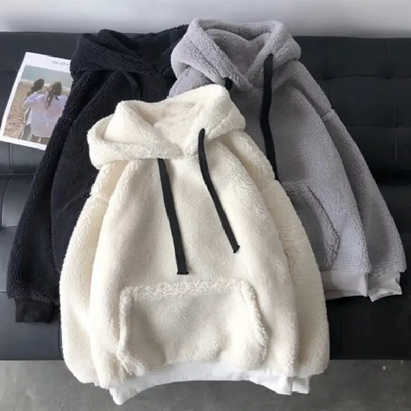 Women's Black Fleece Lined Hooded Sweatshirt Winter Warm — feature 8