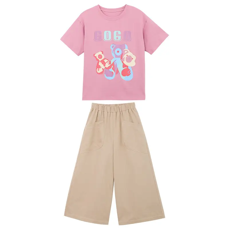 Girls Pink Graphic 2-Piece Summer Set - Image 6