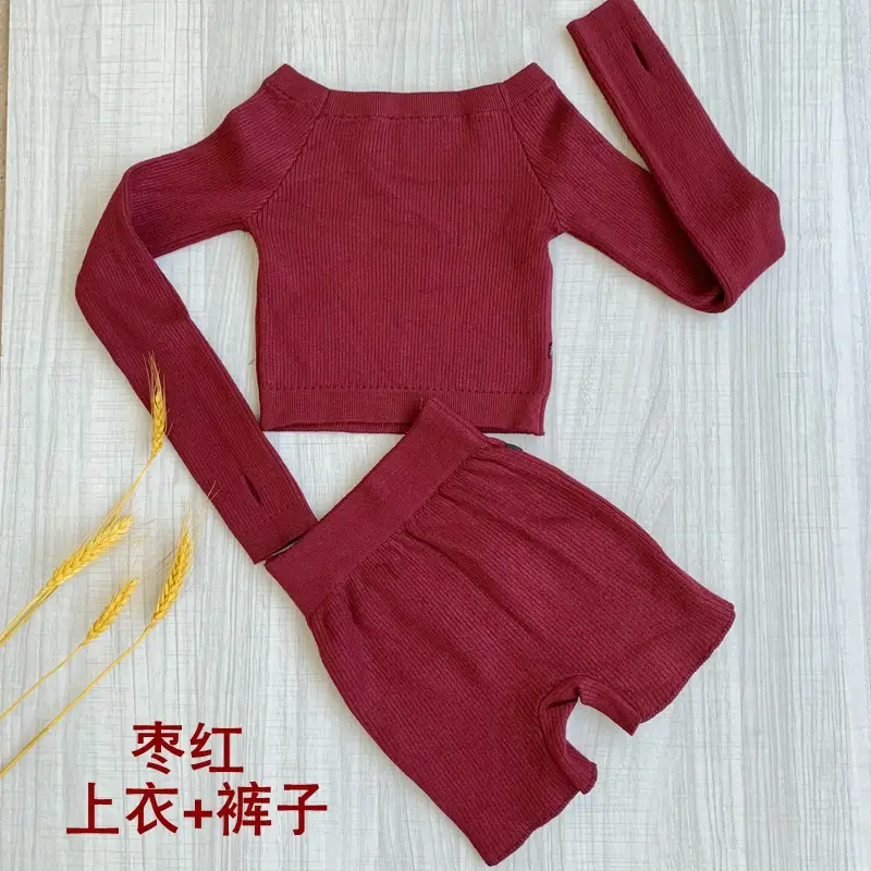 Girls Winter Dance Coat Maroon Long Sleeve Shorts Set - Image 10