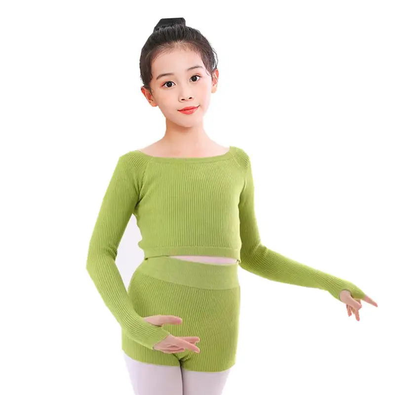 Girls Winter Dance Coat Maroon Long Sleeve Shorts Set - Image 11