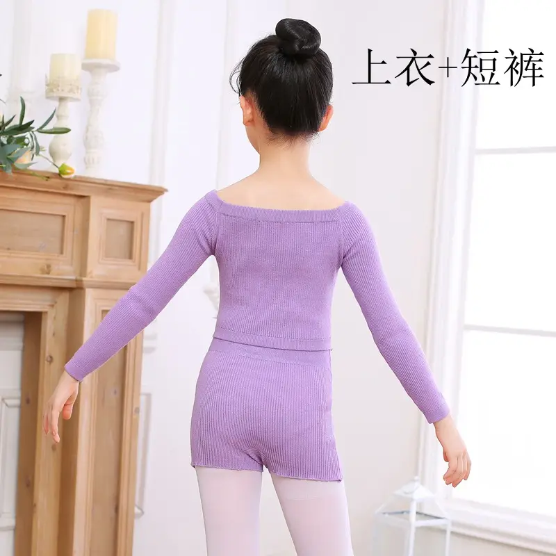 Girls Winter Dance Coat Maroon Long Sleeve Shorts Set - Image 12