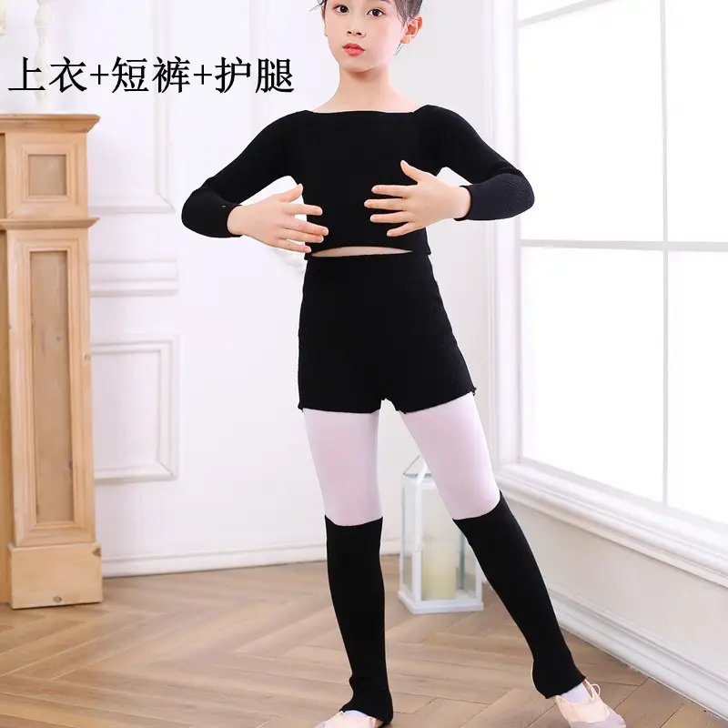 Girls Winter Dance Coat Maroon Long Sleeve Shorts Set - Image 17