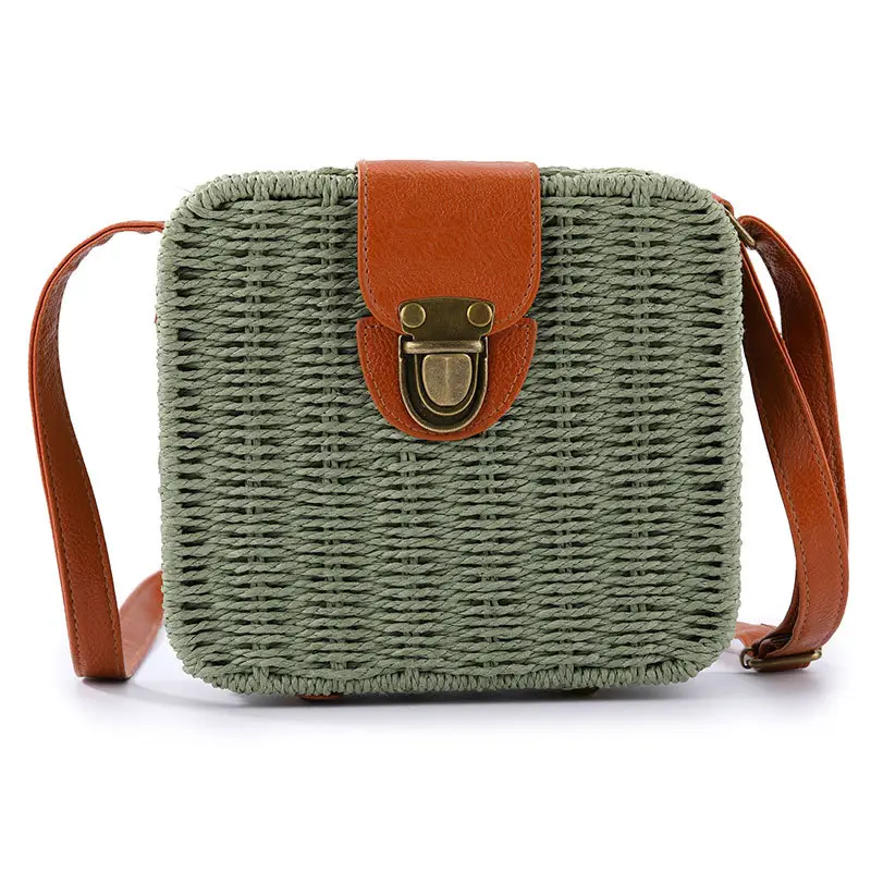 Woven Straw Shoulder Bag Brown Crossbody Beach Bag - Image 2