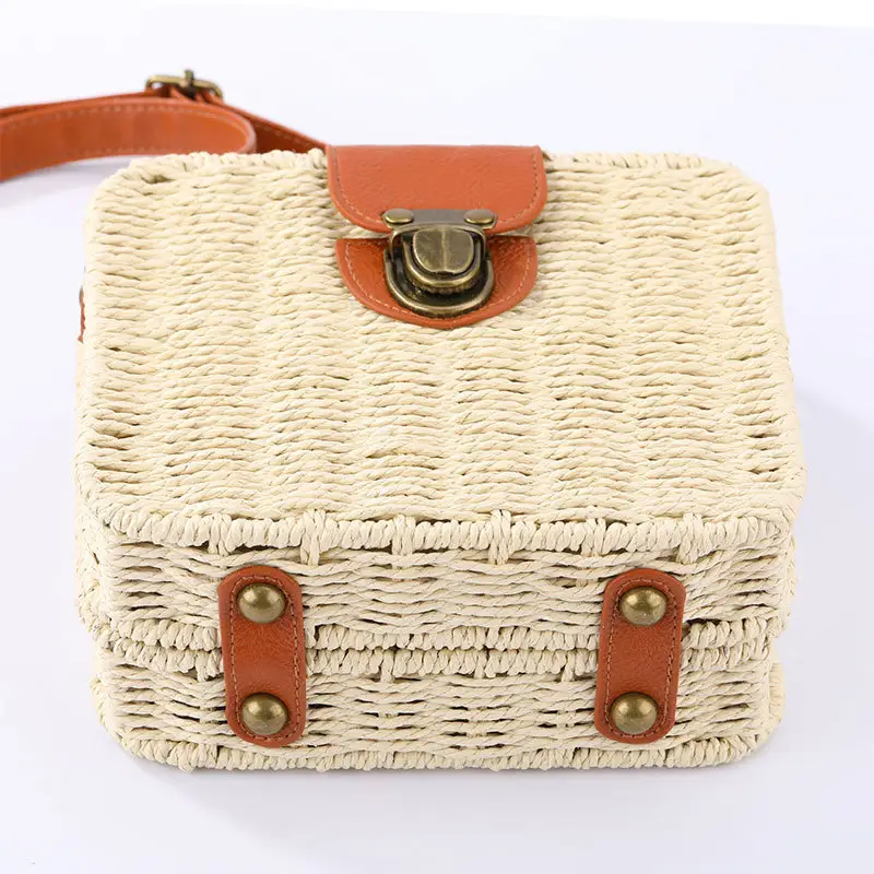 Woven Straw Shoulder Bag Brown Crossbody Beach Bag - Image 5
