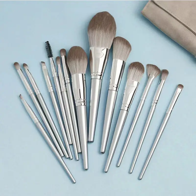 Gray Makeup Brushes Set for Makeup Artists