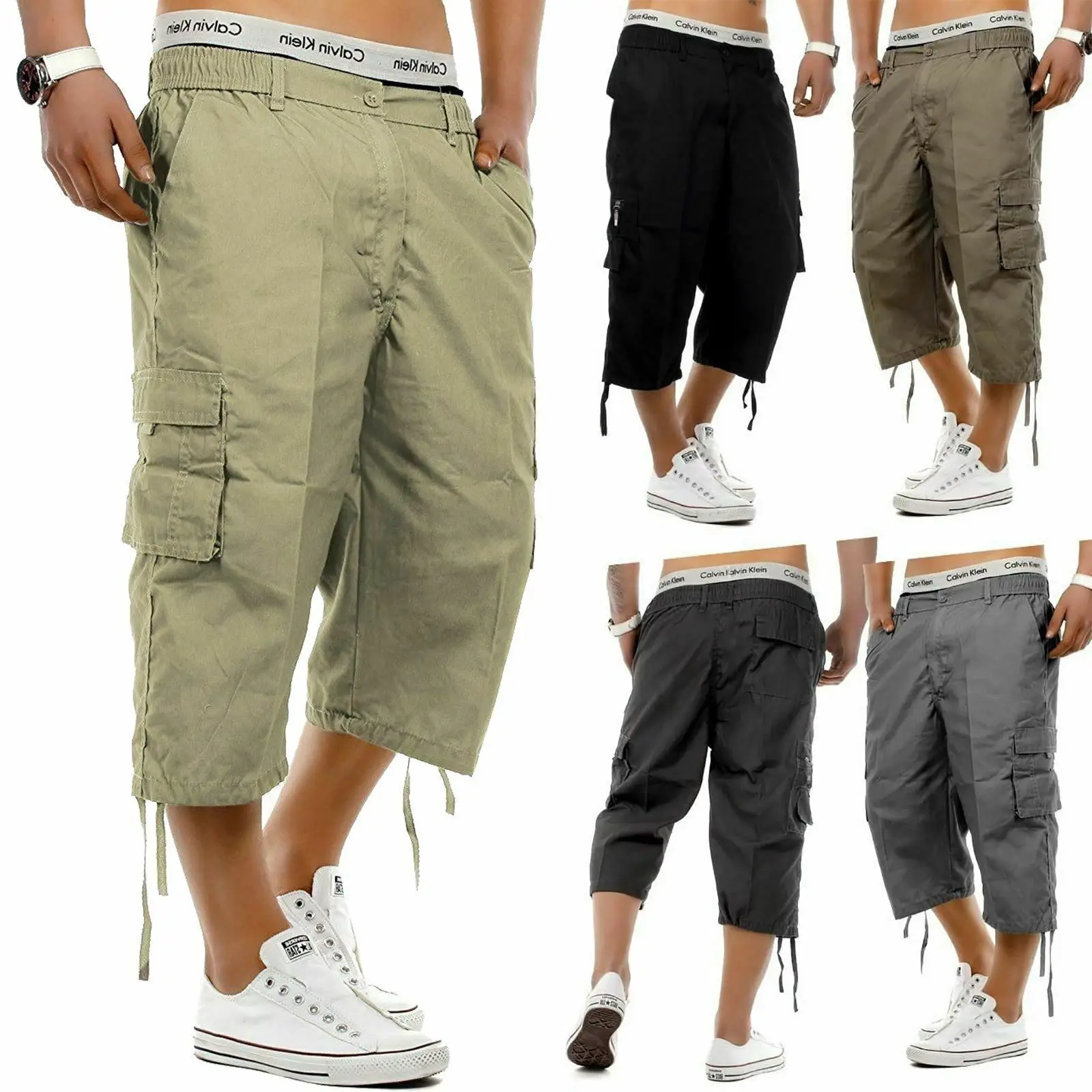 Men's 7-Pocket Cargo Pants Olive Green Military Style - Image 6