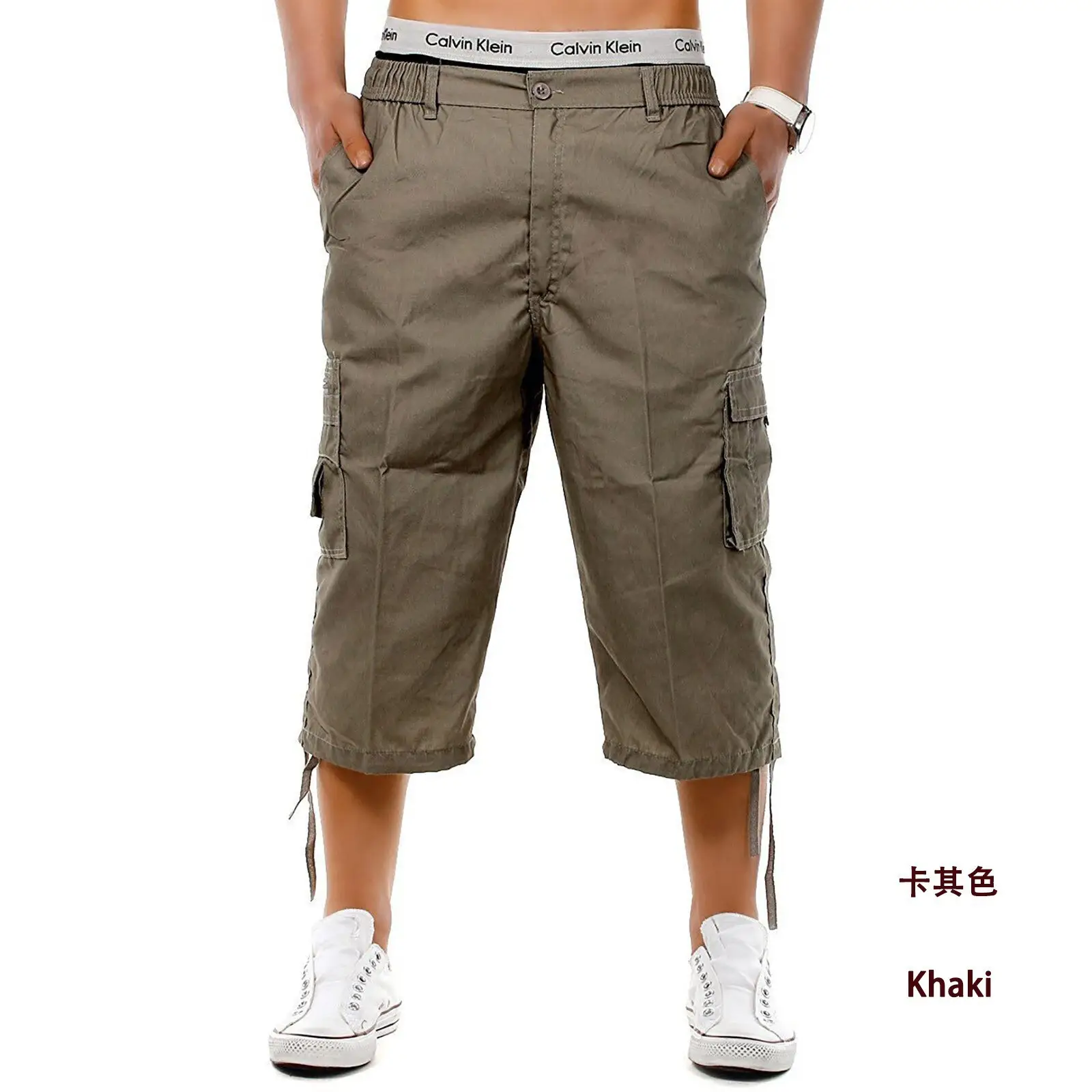 Men's 7-Pocket Cargo Pants Olive Green Military Style - Image 9