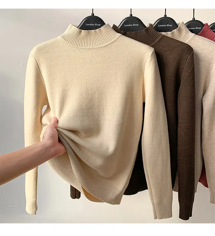 Women Velvet Half Turtleneck Sweater Winter 2025 — feature 3